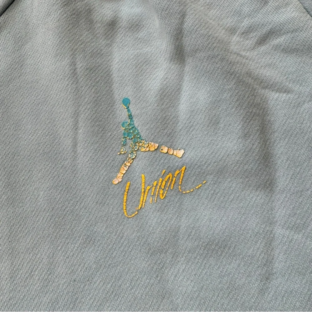 Vintage Nike Air‎ Jordan x Union Collab Psychic Blue distress Hoodie Men's XL